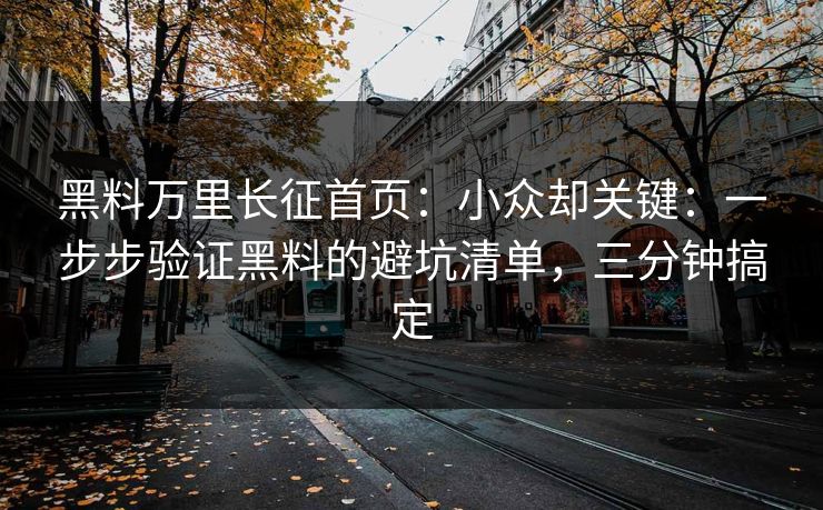 黑料万里长征首页：小众却关键：一步步验证黑料的避坑清单，三分钟搞定